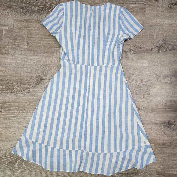 J. CREW Blue White Striped Faux Wrap Dress 0 - Picture 12 of 16